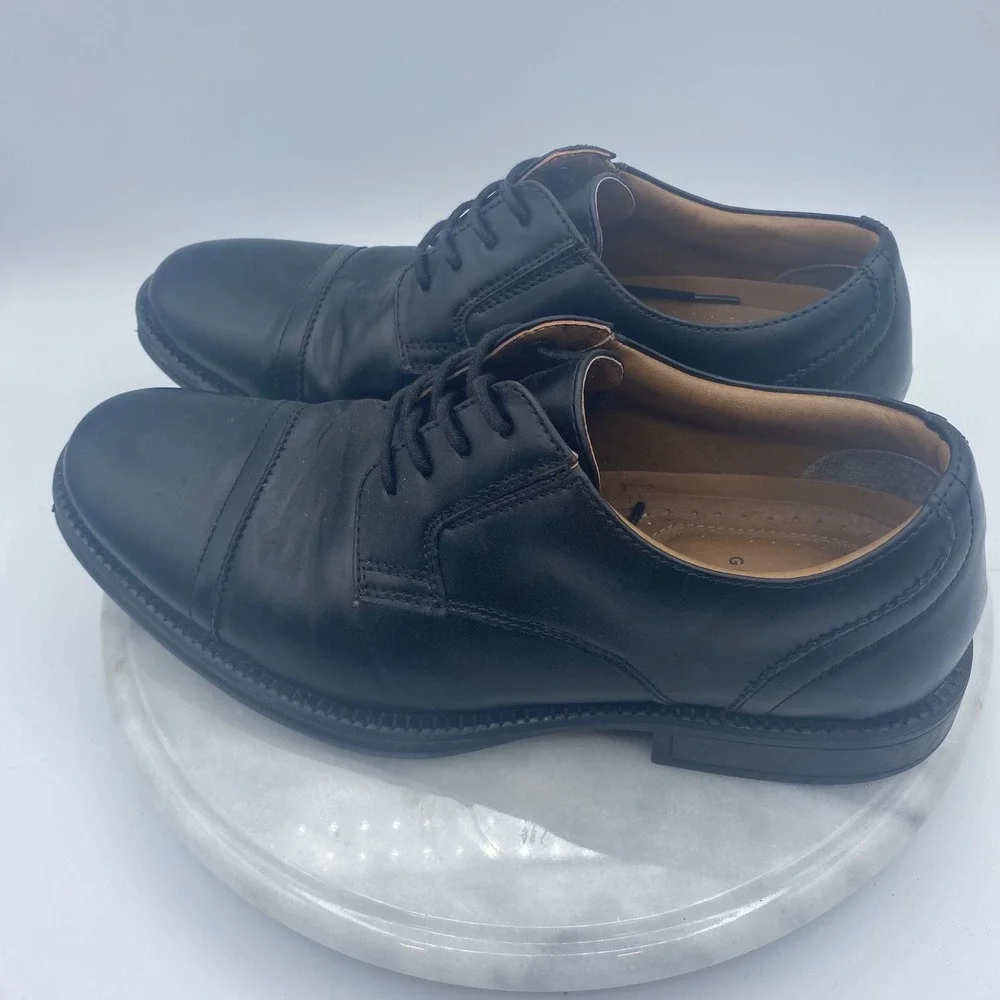George Mens 7.5 Dress Shoes Black MNGE22GN002L Cap Toe Lace Up Derby